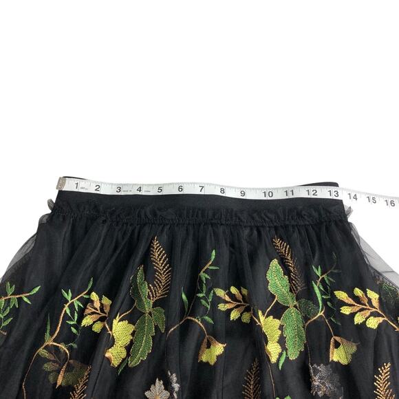 H&M Skirt Womens 8 Black Mesh Floral Embroidery Lined Boho Cottagecore Coquette‎ - Picture 16 of 16